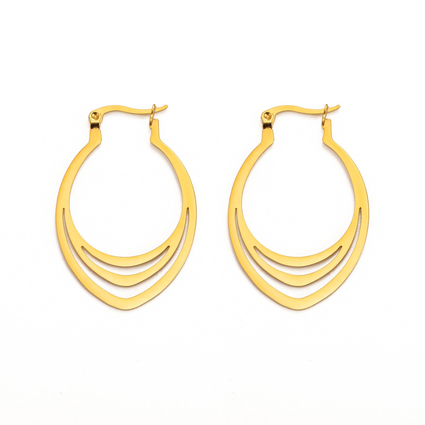 Cut Titanium Steel Geometric Water Drop Pattern Shape Stainless Steel Simple Earrings