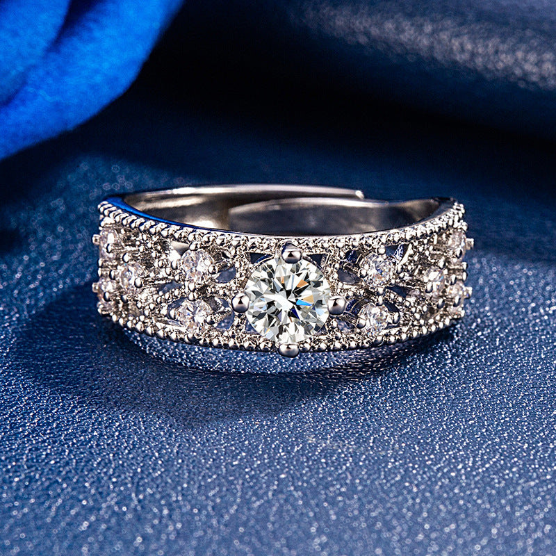 Color Moissanite Ring Women's Fashion All-matching
