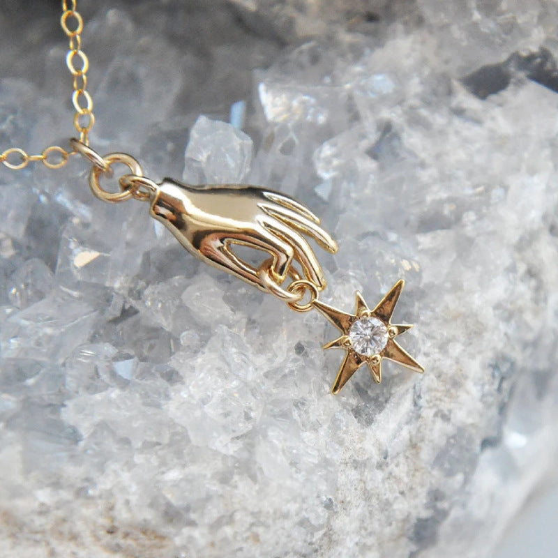 European And American Moon Man XINGX Necklace Eardrops Inlaid Opal Gold-plated Accessories
