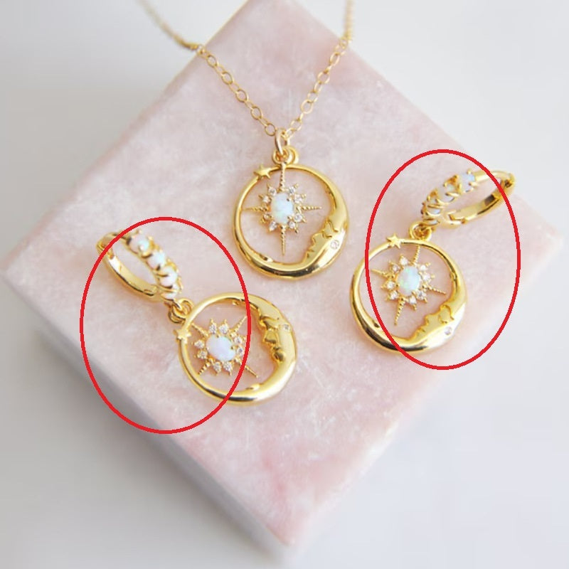 European And American Moon Man XINGX Necklace Eardrops Inlaid Opal Gold-plated Accessories