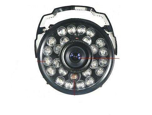 Infrared night vision surveillance camera with CMOS sensor, 1000TV resolution, and 24 LED lights.