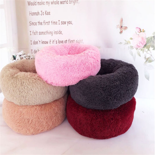 Cozy Plush Cat & Dog Round Bed – Autumn/Winter Warm Pad