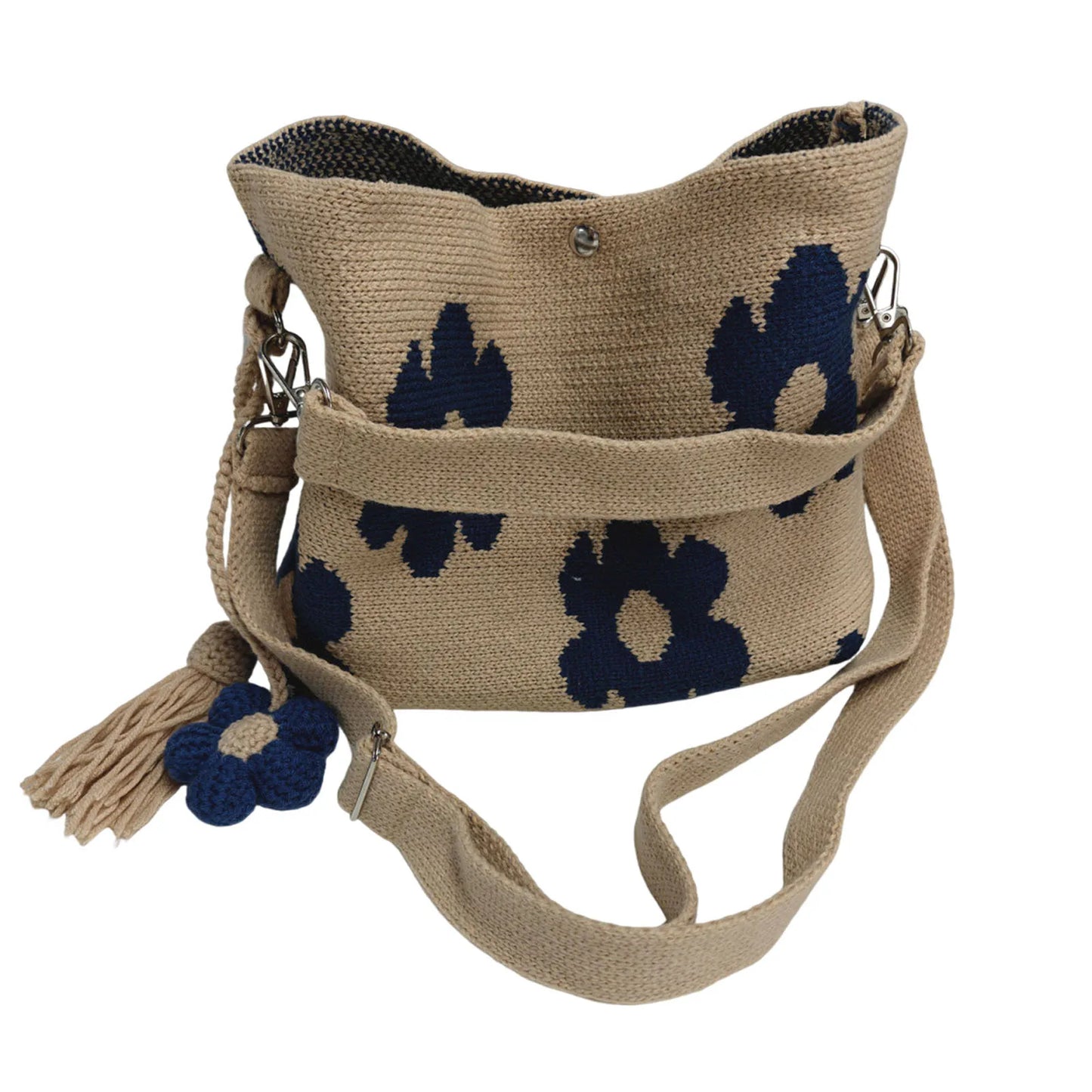 Crochet Flower Bag Handmade Boho Tote Bag Vintage Style Shoulder Bag