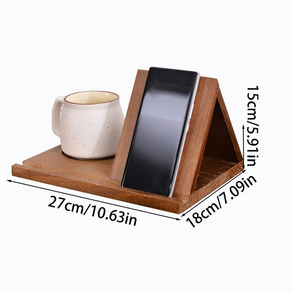 Wooden Book Stand with Cup Holder Acacia Desk Organizer Reading Rack