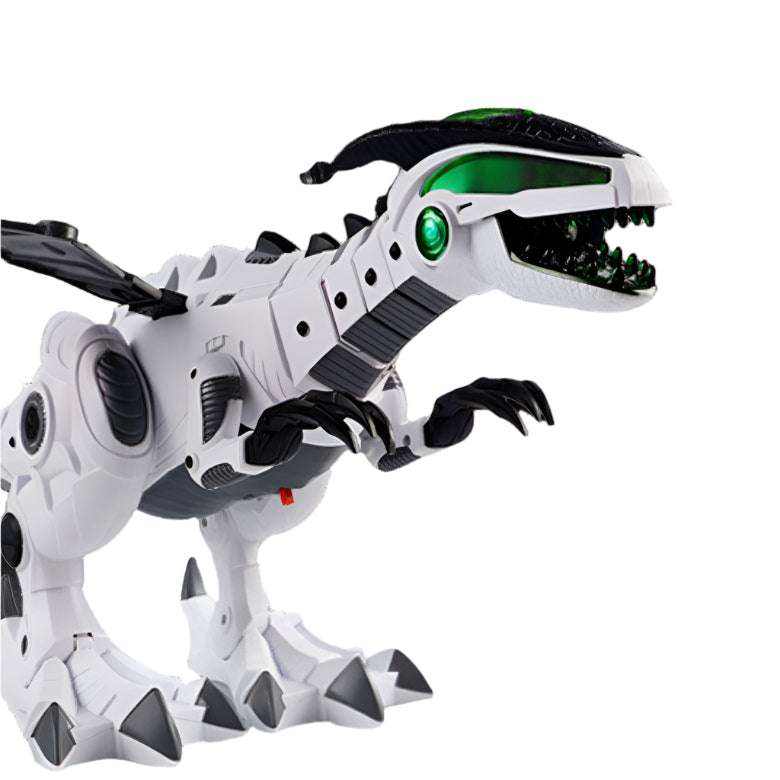 Mechanical dinosaur toy with spray feature and remote control for
