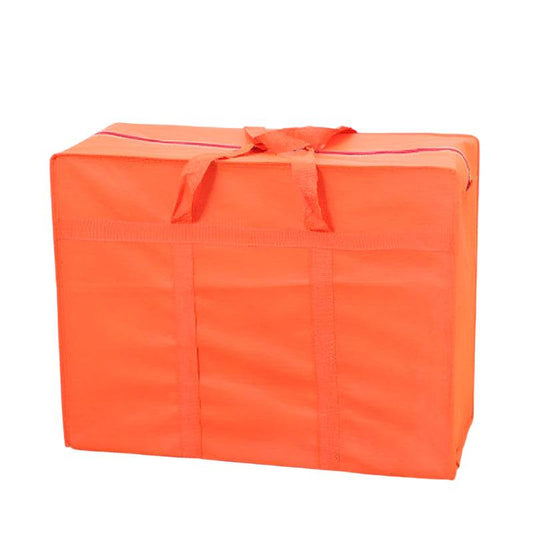 Orange dormitory packing bag made of non-woven fabric.