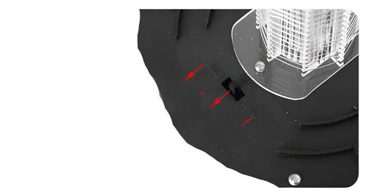 Outdoor mosquito killer lamp with switch and LED light, black.