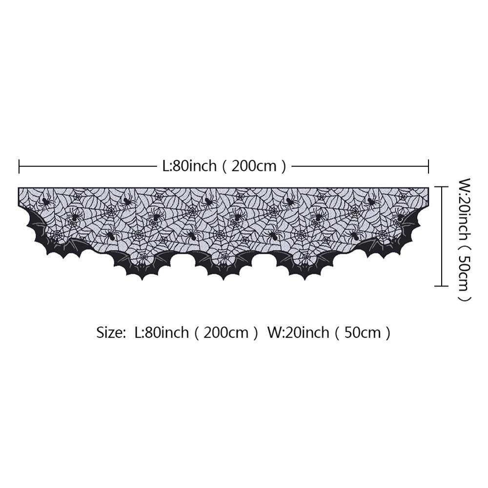 Halloween Black Lace Fireplace Cloth with Pumpkin