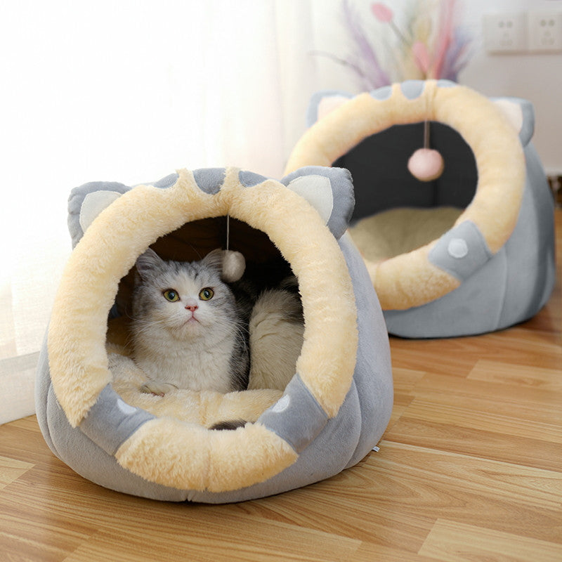 Enclosed Cat House Villa – Cozy Pet Bed