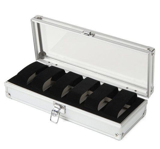 Aluminum 6-Slot Watch & Jewelry Storage Box