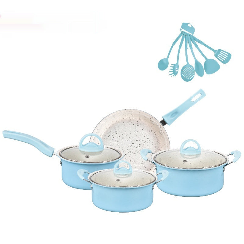 13 Pieces Pot Set – Non-stick Frying Pan, Soup Pots, Omelette Pots, Ceramic Coating, Glass Cover, Cast Iron