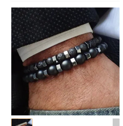 Handmade Men’s Bracelet Set – Zircon & Cow Print