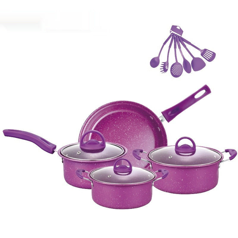 13 Pieces Pot Set – Non-stick Frying Pan, Soup Pots, Omelette Pots, Ceramic Coating, Glass Cover, Cast Iron