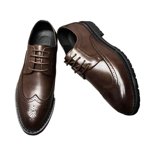 British Brock fashion casual business shoes, black brown, high top design.