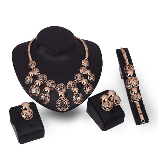 Korean Fashion Bride Jewelry Set – 4-Piece Alloy Set