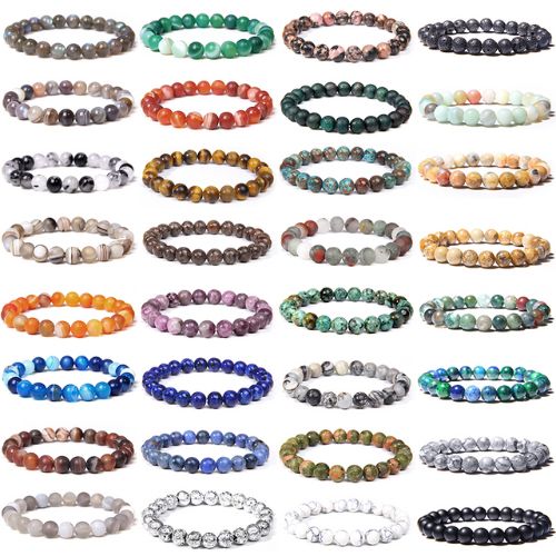 Natural Crystal Energy Bracelet Handmade Stone Bead Protection Jewelry