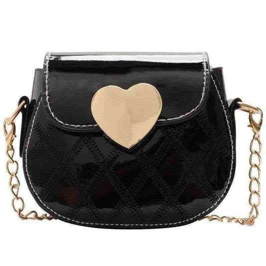 Small square bag with heart detail, PU leather, Korean style.