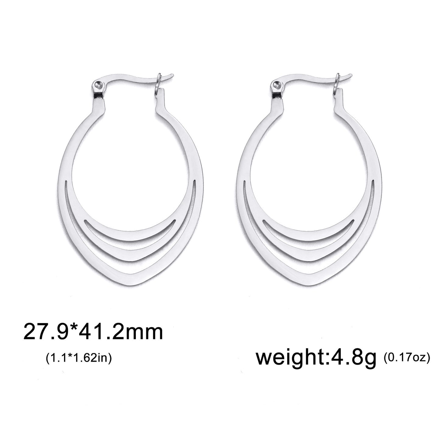 Cut Titanium Steel Geometric Water Drop Pattern Shape Stainless Steel Simple Earrings