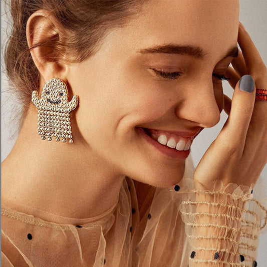 Rhinestone Geometric Halloween Earrings