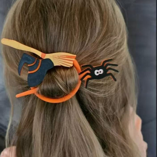 Halloween Witch & Bat Hairpin