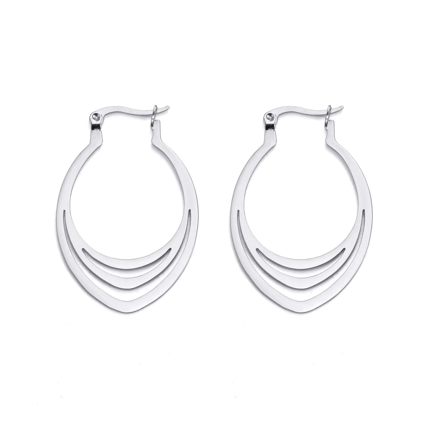 Cut Titanium Steel Geometric Water Drop Pattern Shape Stainless Steel Simple Earrings