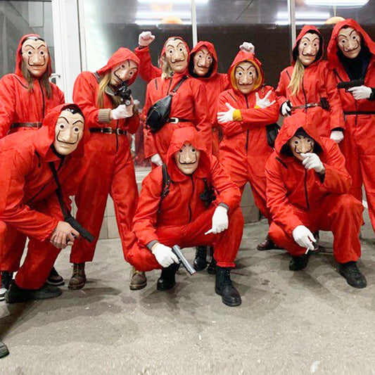 Red Halloween Cosplay One-Piece Costume with Mask