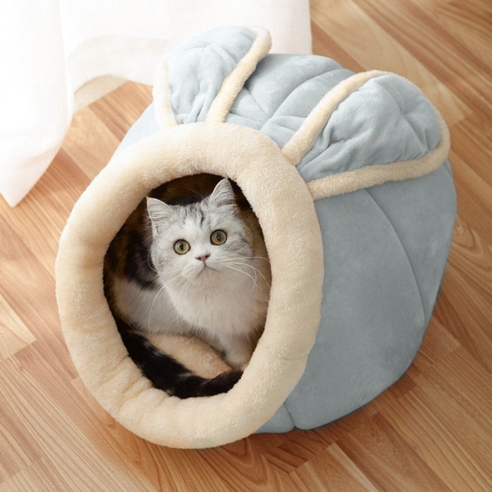Enclosed Cat House Villa – Cozy Pet Bed