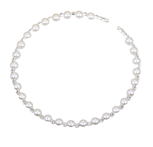 Bridal Jewelry Set – Handmade 8MM Pearls, Rhinestone Necklace, Earrings & Bracelet