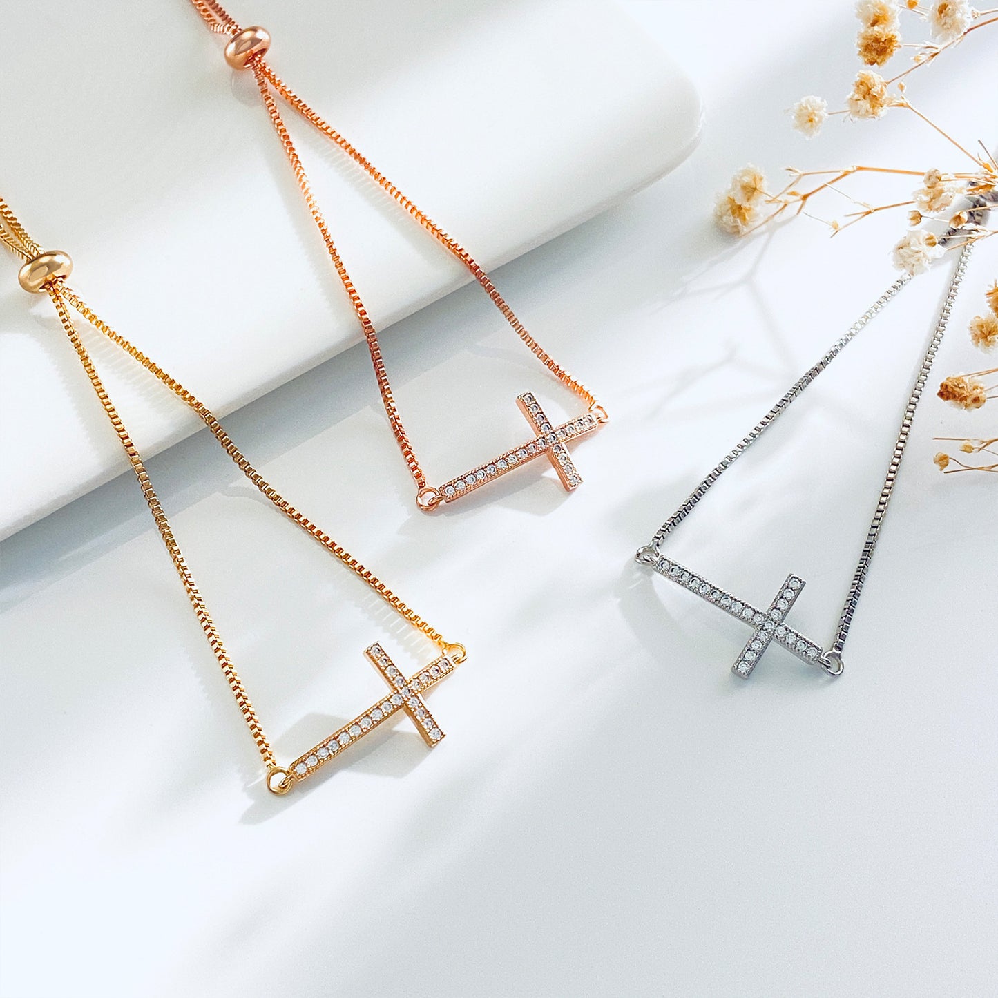 Women's Diamond Pull-out Cross Bracelet