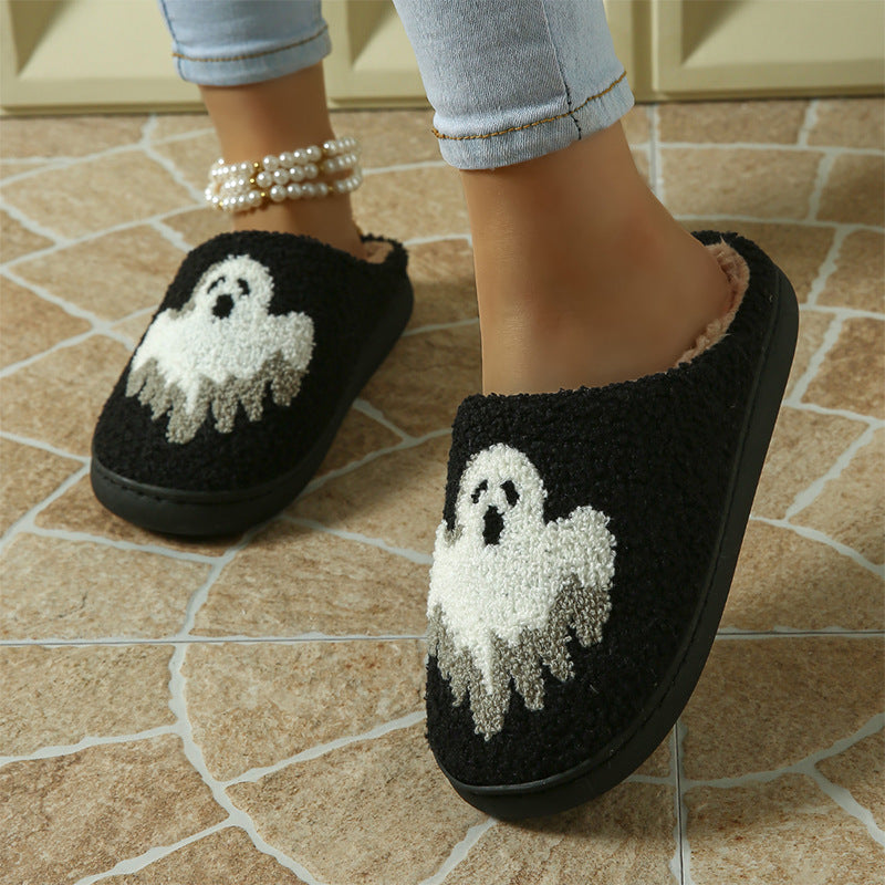 Halloween Ghost Cotton Slippers – Warm & Non-Slip