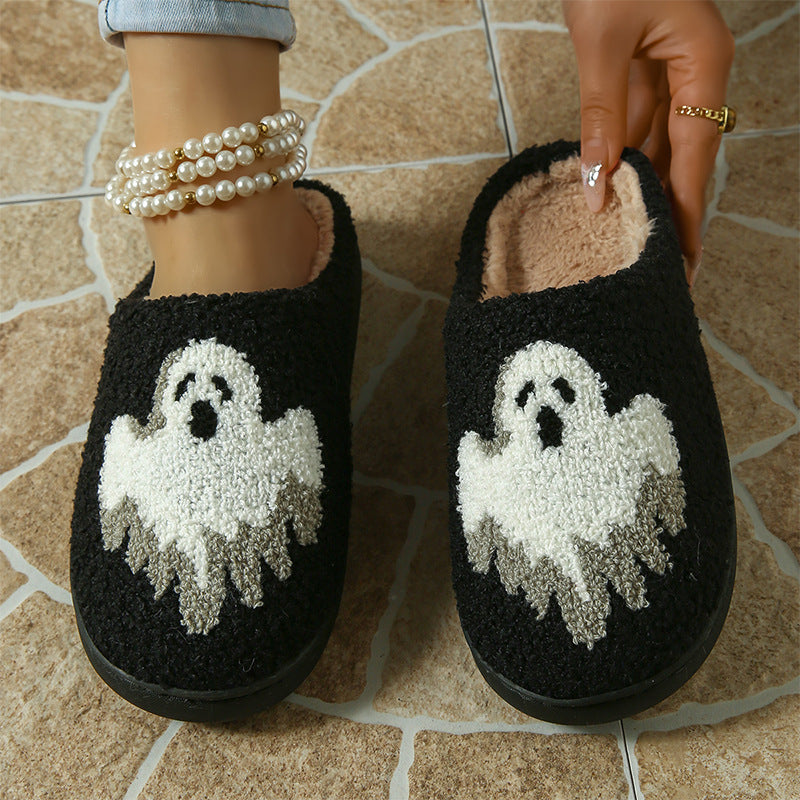 Halloween Ghost Cotton Slippers – Warm & Non-Slip