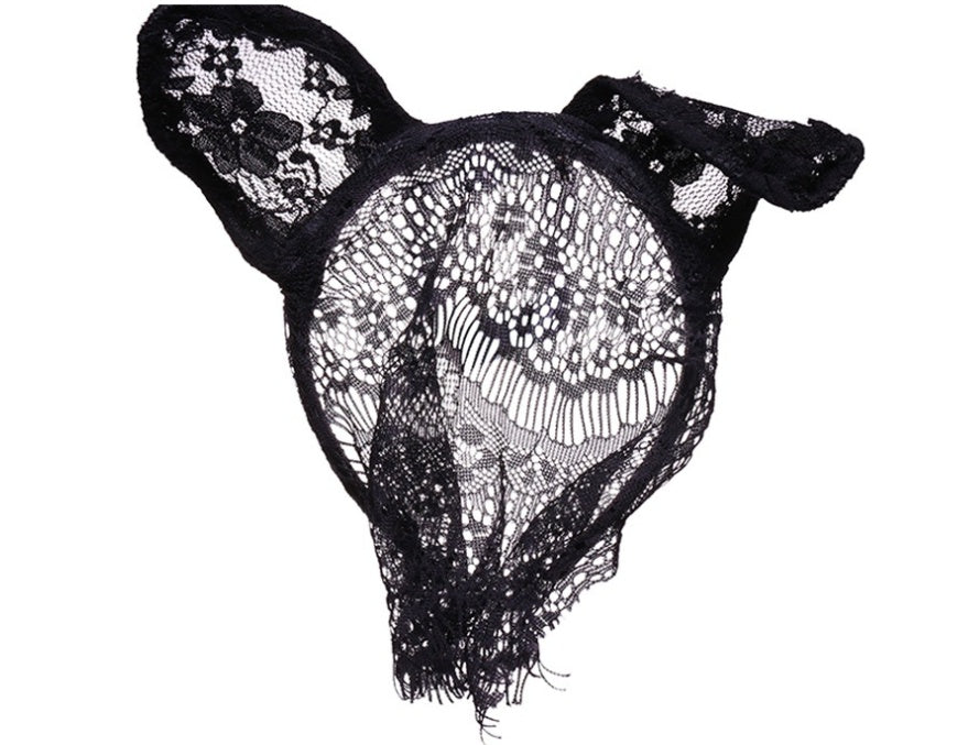 Halloween Lace Cat Veil Headband