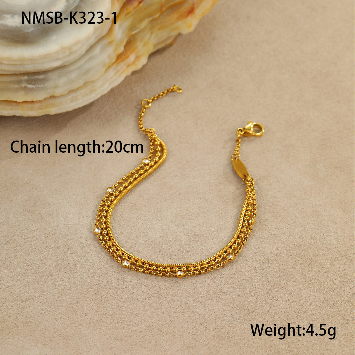 Multi-layer Stainless Steel Twin Inlaid Zircon Bracelet