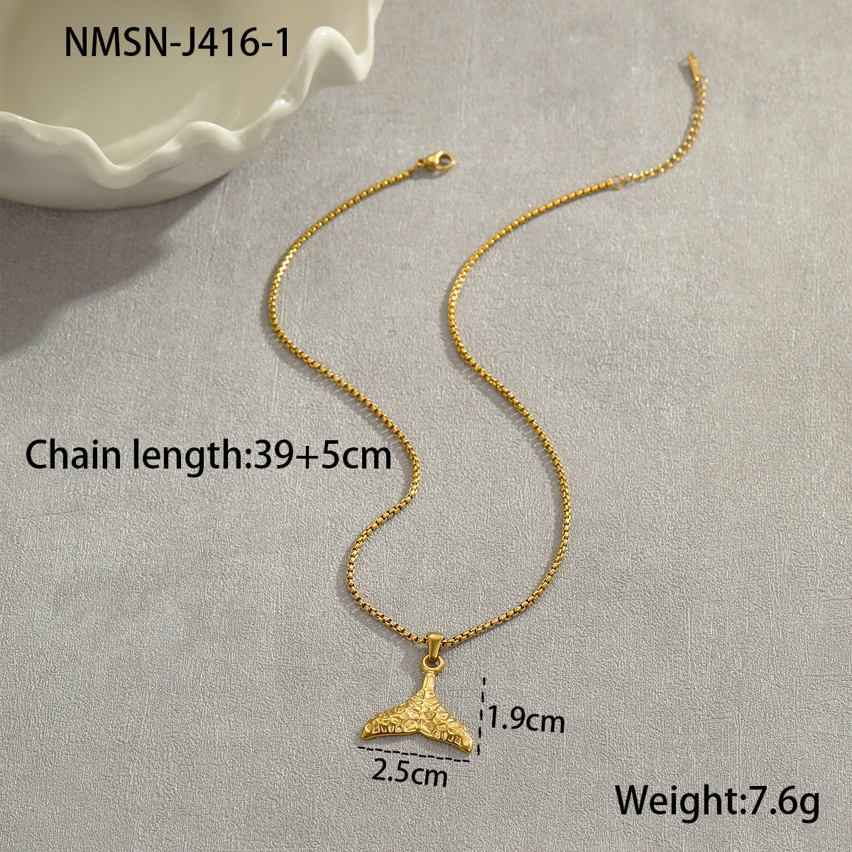 Coconut Fishtail Pendant Stainless Steel Necklace