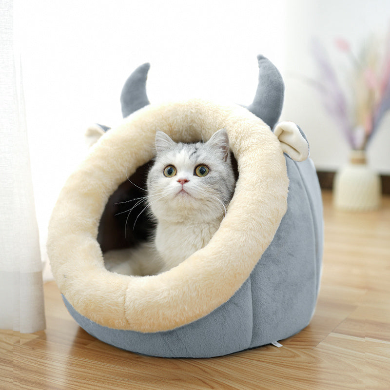 Enclosed Cat House Villa – Cozy Pet Bed