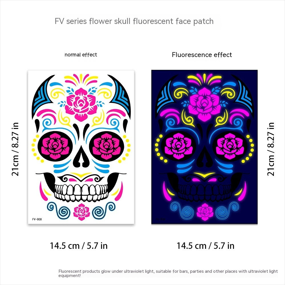 Halloween Fluorescent Death Face Stickers