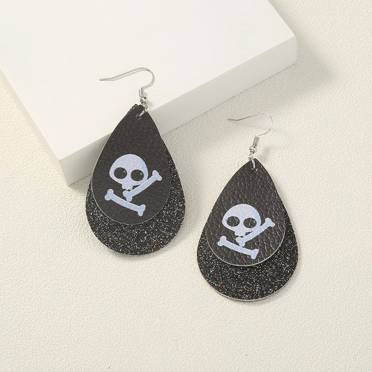 Geometric Leather Halloween Earrings for Women