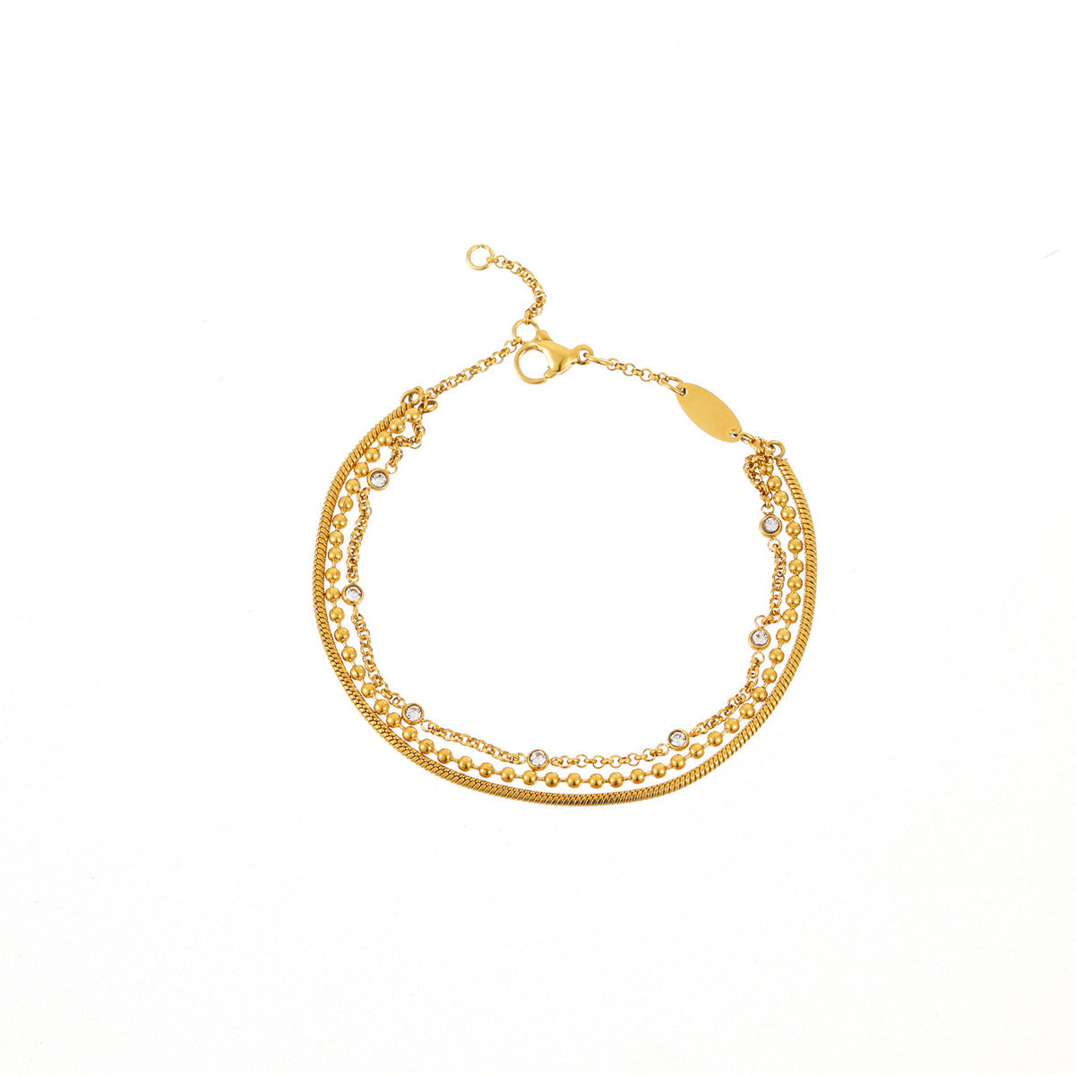 Multi-layer Stainless Steel Twin Inlaid Zircon Bracelet