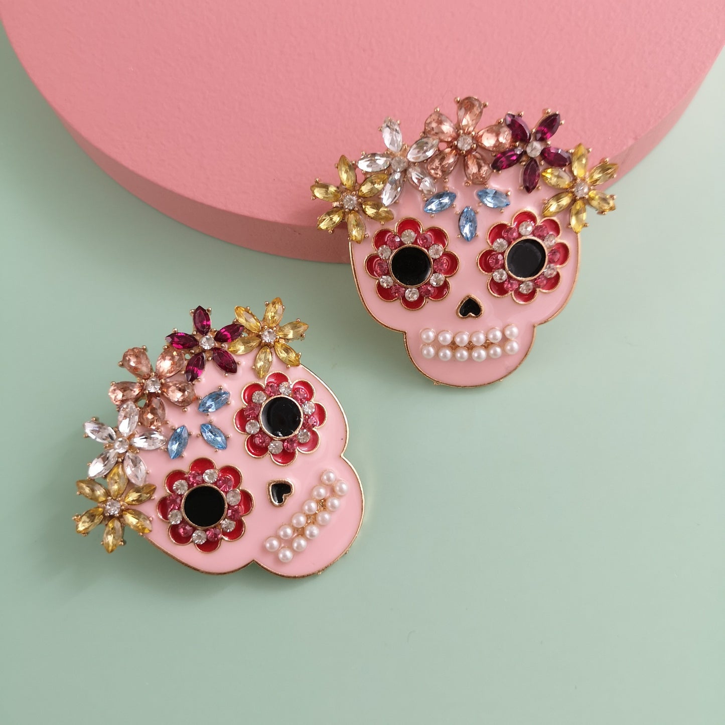 Rhinestone Geometric Halloween Earrings