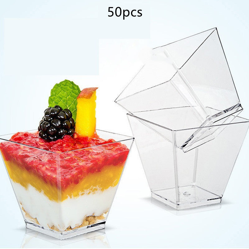 Disposable Plastic Dessert Cups – Clear, 25/50/100pcs for Portion Control