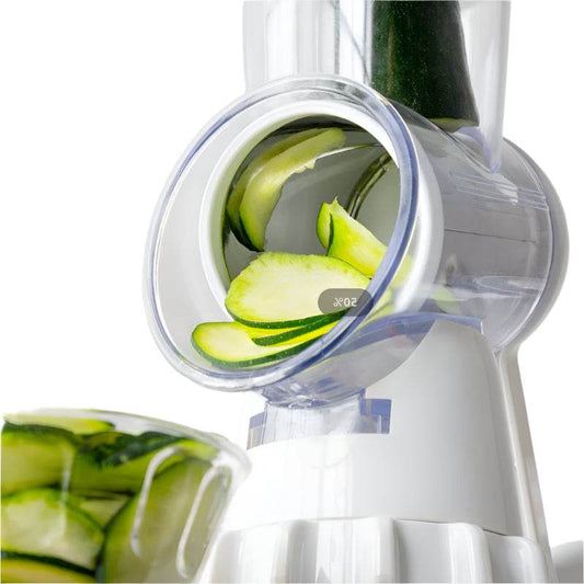 3 in 1 manual vegetable slicer with zucchini slices, kitchen grater and shredder.