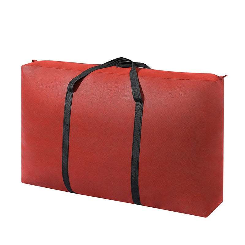 Red canvas moving packing bag with black handles, ideal for storage of clothing and sundries.