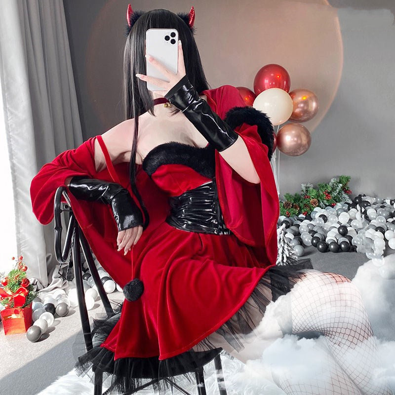 Halloween Witch Costume Velvet 4-Piece Set