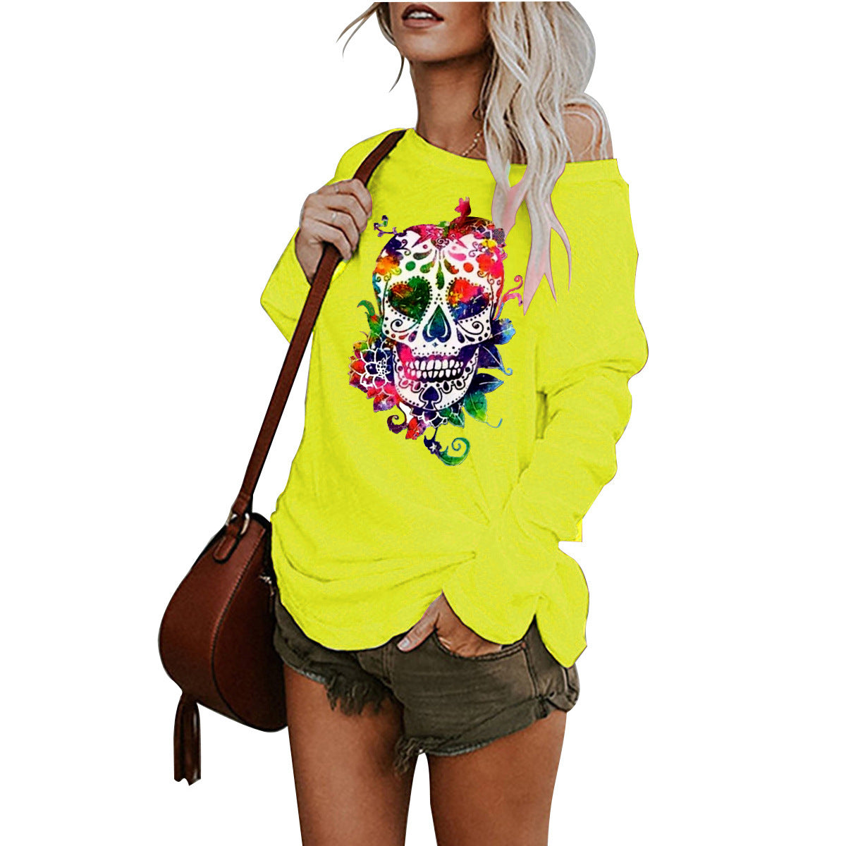 Halloween Printed Irregular Mid-Length T-Shirt – Street Style