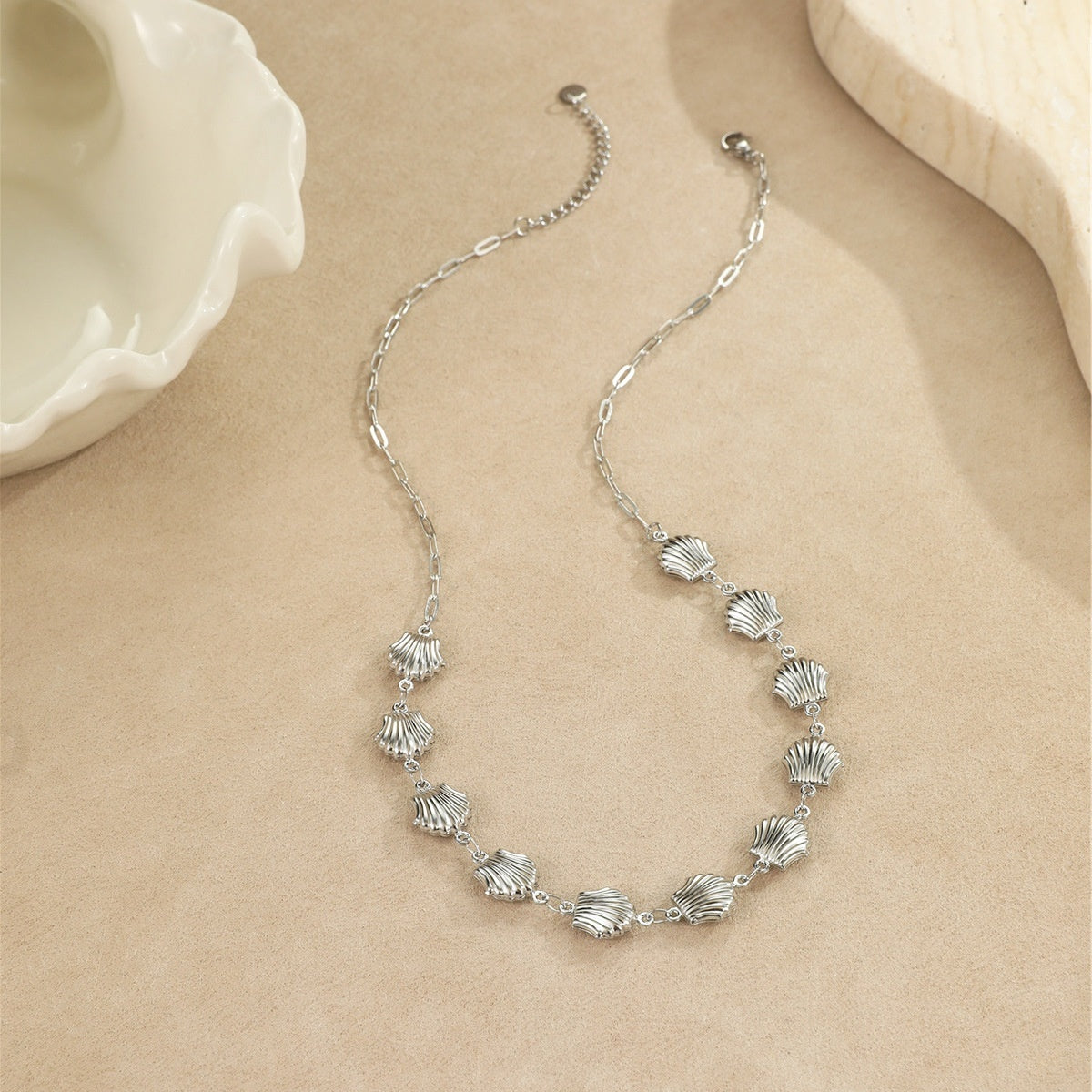 Ocean Wind Stainless Steel Sea Star Shell Pendant Necklace