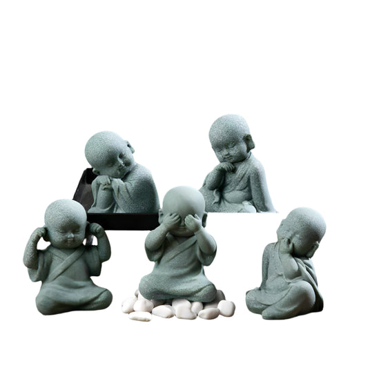 Creative Samanera meditation-themed resin decoration in Chinese style for flower garden bonsai.