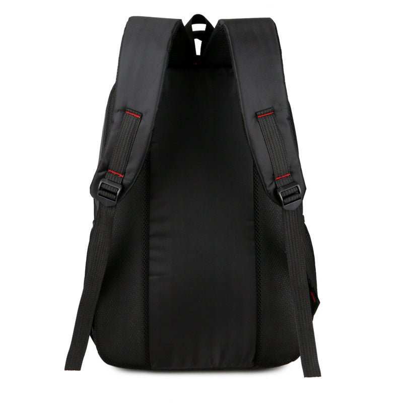 Black computer bag laptop backpack made of Oxford cloth featuring adjustable padded straps.