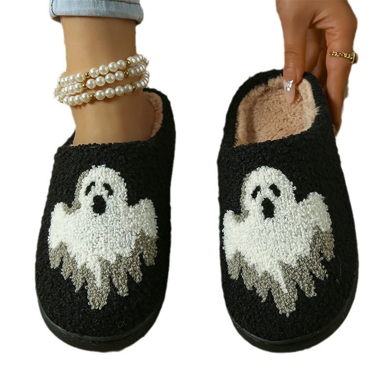 Halloween Ghost Cotton Slippers – Warm & Non-Slip