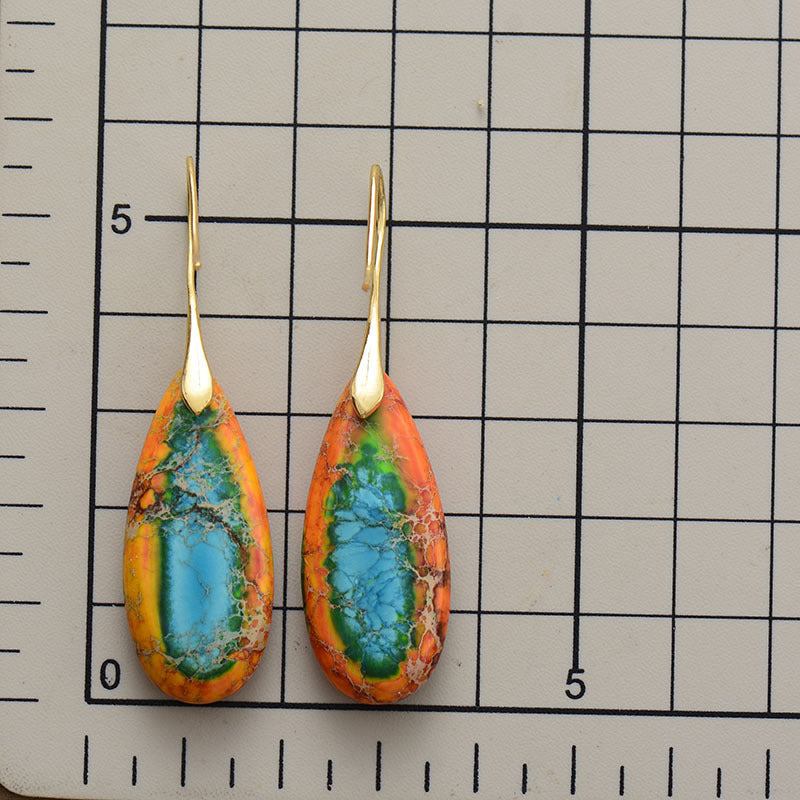 Bohemian Emperor Stone Water Drop Pendant Earrings