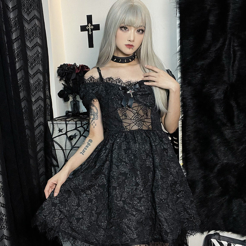 Dark Gothic Halloween Dress – Short Cosplay Outfit